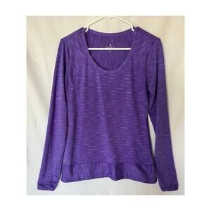 Athleta Women's M Purple Space Dye Striped Activewear Top Thumbholes Athleisure